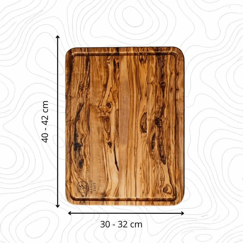 Grande Planche Rectangulaire Rainurée - Bois d'Olivier Massif