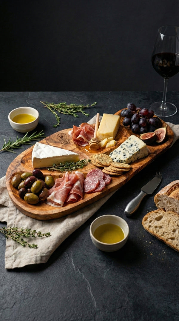 Plateau Organique pour Apéritifs - Bois d'Olivier Naturel