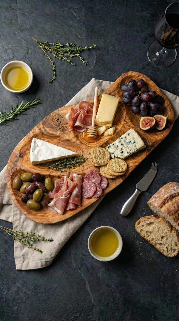Plateau Organique pour Apéritifs - Bois d'Olivier Naturel