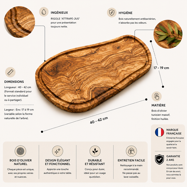 Planche Rustique Rainurée - Bois d'Olivier Naturel