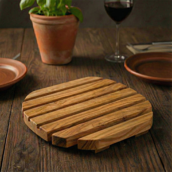 Dessous de Plat "Lattes" - Design Ajouré en Bois d'Olivier