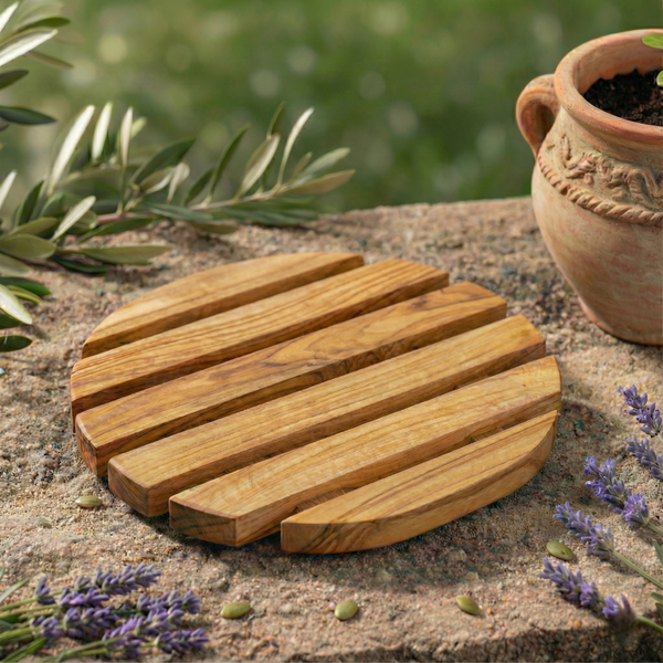Dessous de Plat "Lattes" - Design Ajouré en Bois d'Olivier
