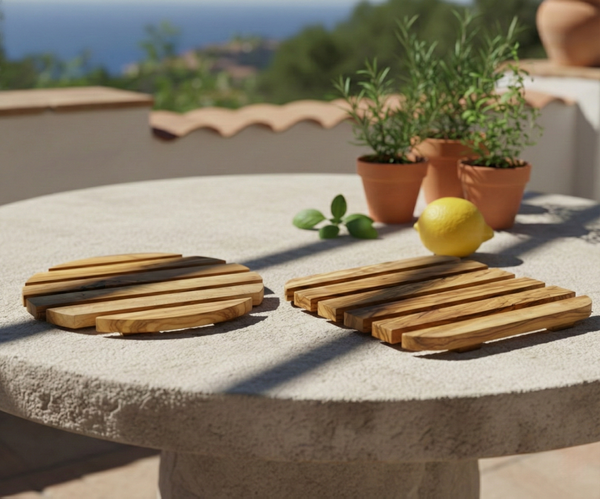 Dessous de Plat "Lattes" - Design Ajouré en Bois d'Olivier