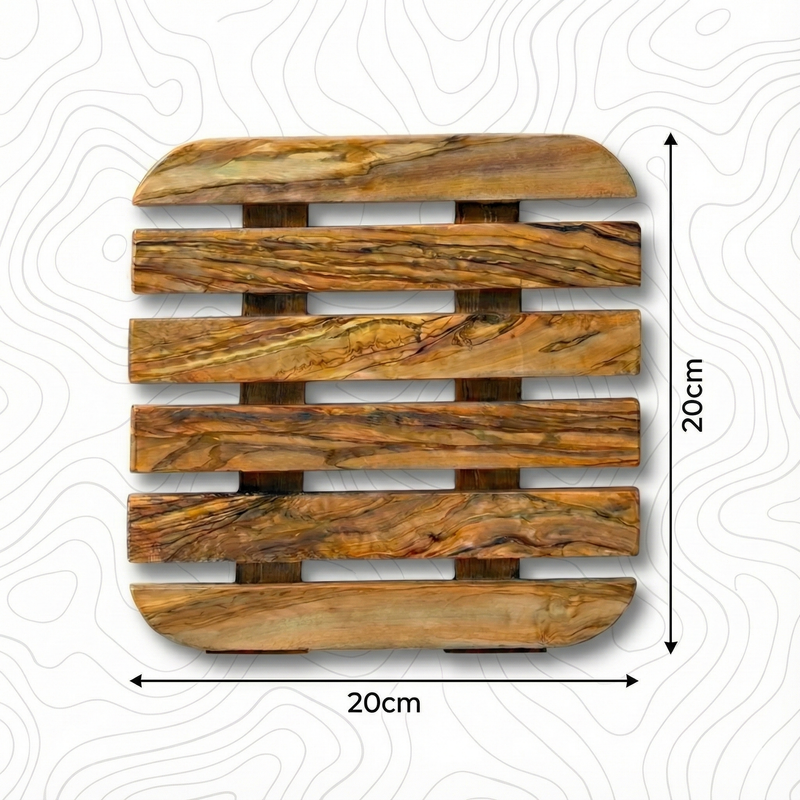 Dessous de Plat "Lattes" - Design Ajouré en Bois d'Olivier