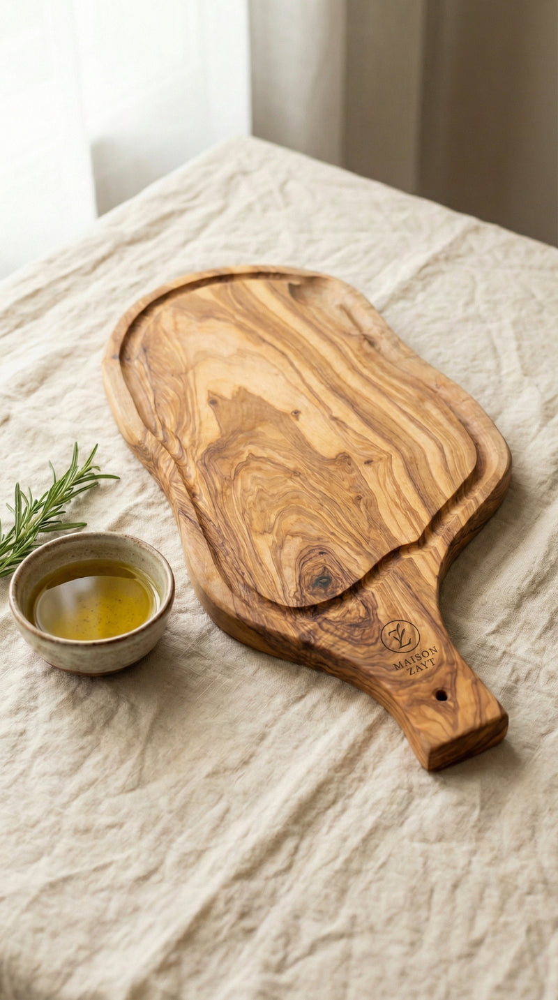 Planche Rustique Rainurée - Bois d'Olivier Naturel