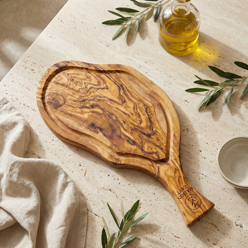 Planche Rustique Rainurée - Bois d'Olivier Naturel