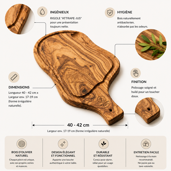 Planche Rustique Rainurée - Bois d'Olivier Naturel