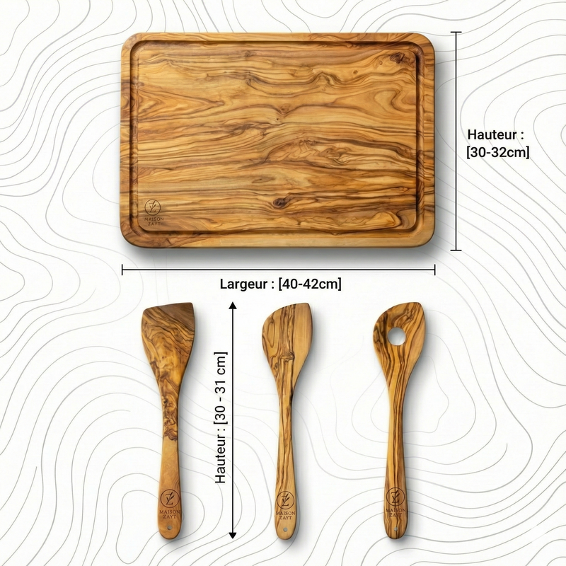 🫒 Bundle Cuisine Essentiel en Bois d’Olivier – Maison Zayt