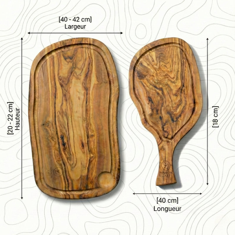🫒 Bundle Planches d’Apéritif & de Service en Bois d’Olivier – Maison Zayt