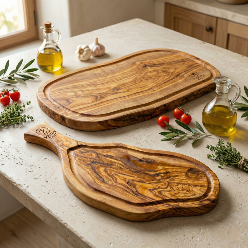 🫒 Bundle Planches d’Apéritif & de Service en Bois d’Olivier – Maison Zayt