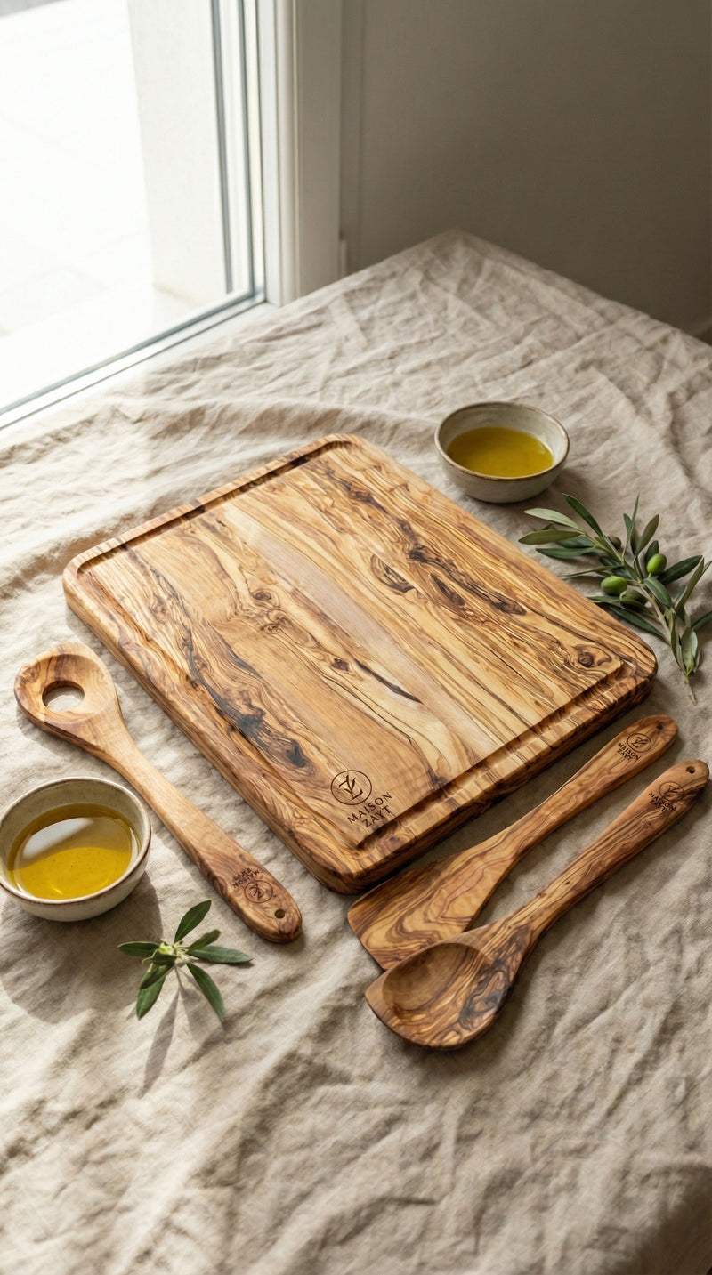 🫒 Bundle Cuisine Essentiel en Bois d’Olivier – Maison Zayt