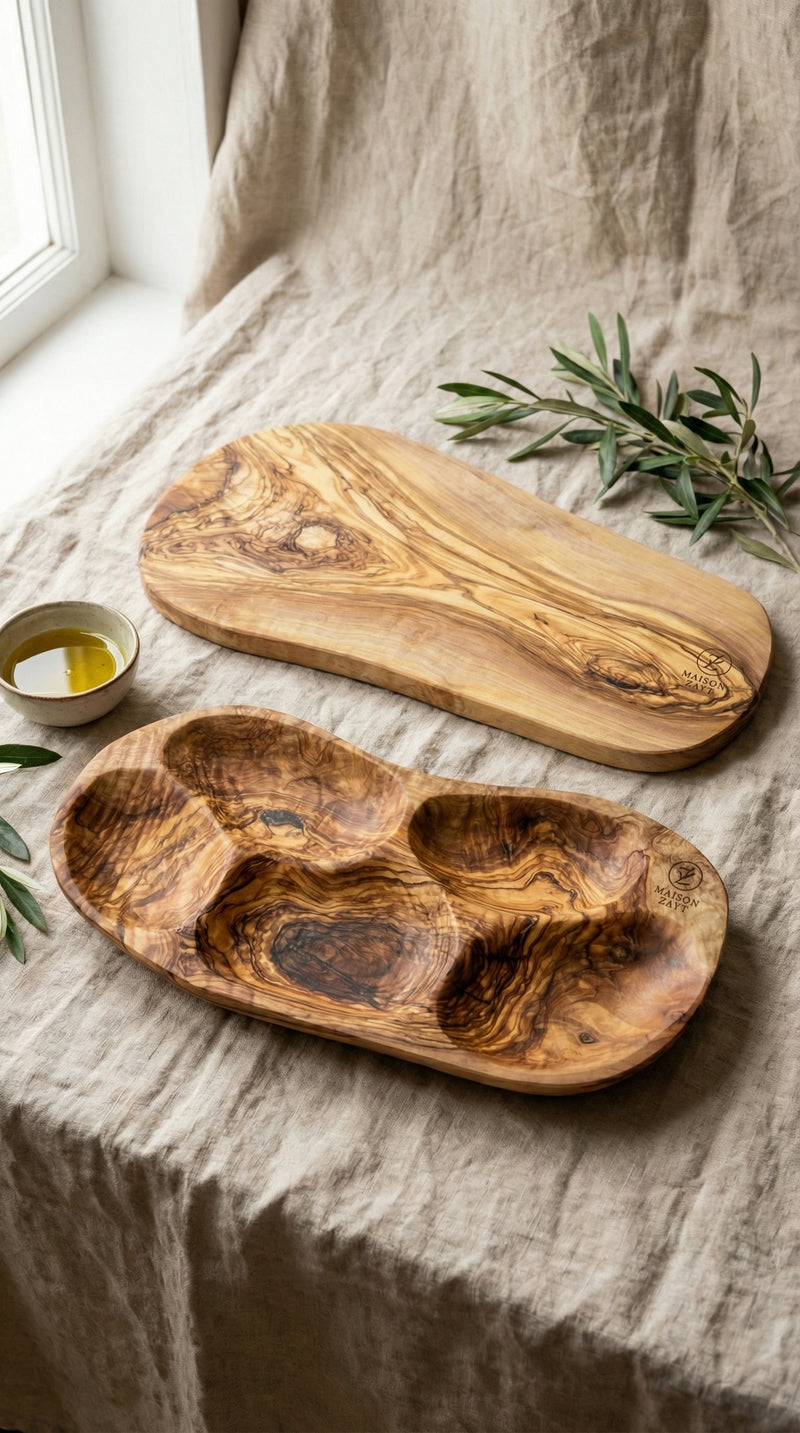 🫒 Bundle Apéritif & Service en Bois d’Olivier – Maison Zayt