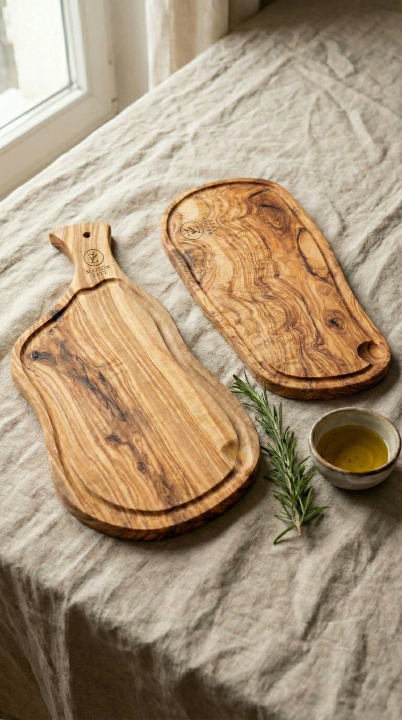 🫒 Bundle Planches d’Apéritif & de Service en Bois d’Olivier – Maison Zayt